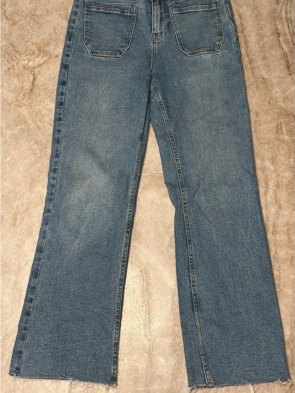 ZARA | High Rise Marine Straight Leg Patch Pocket Jeans - Blue Wash - Size 2/24